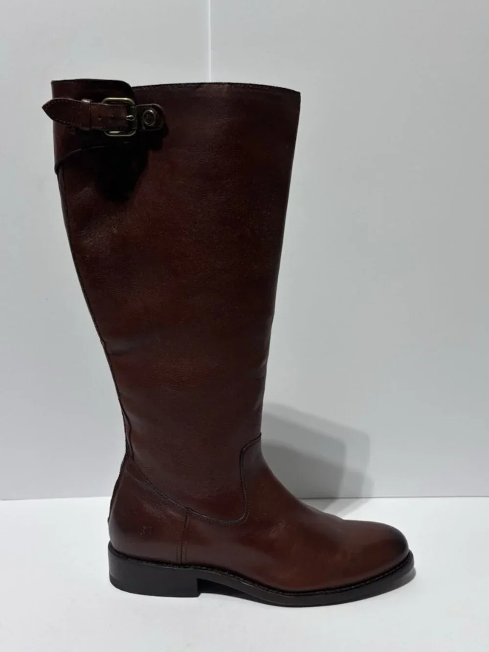 Frye Women’s Jayden Buckle Back Zip Redwood Leather Boots, Size 8 M, Wide Calf